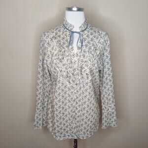 Cuno Floral Button Up Shirt Ruffled Dainty Cottage
